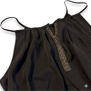 Torrid Boho Y2k Tank Top Metal Beads Black Light Weight Club Sz 1 (XL) 14/16